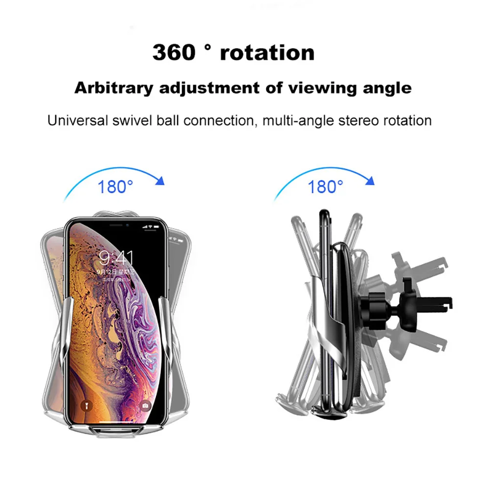 Qi Беспроводное Автомобильное зарядное устройство 15 Вт Держатель для быстрой зарядки автоматическое зажимное автомобильное крепление для телефона для iPhone 11 Pro XS MAX samsung S10
