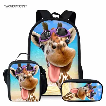 

Twoheartsgirl Cool Little Boys Girls School Bags Cute Giraffe Print Schoolbags for Kids Stylish Children Student Book Bags