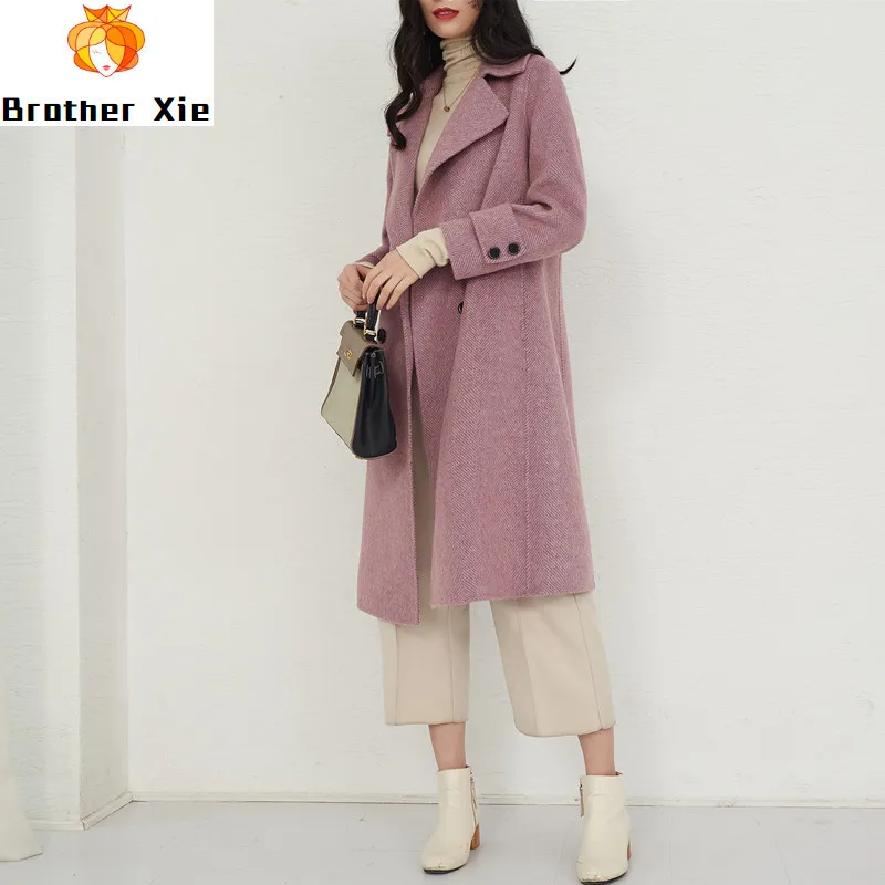 

wind coat female long double-sided han edition popular zero cashmere woolen cloth coat in the fall and winter of