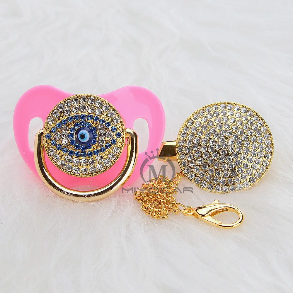 Chupeta e Clipe Certificado do gv Seguro e Exclusivo para o Bebê Miyocar Bling Ouro Prata Evil Eye Chupeta Aeye Design 6 e clipe chupeta AEYE certificado DO GV