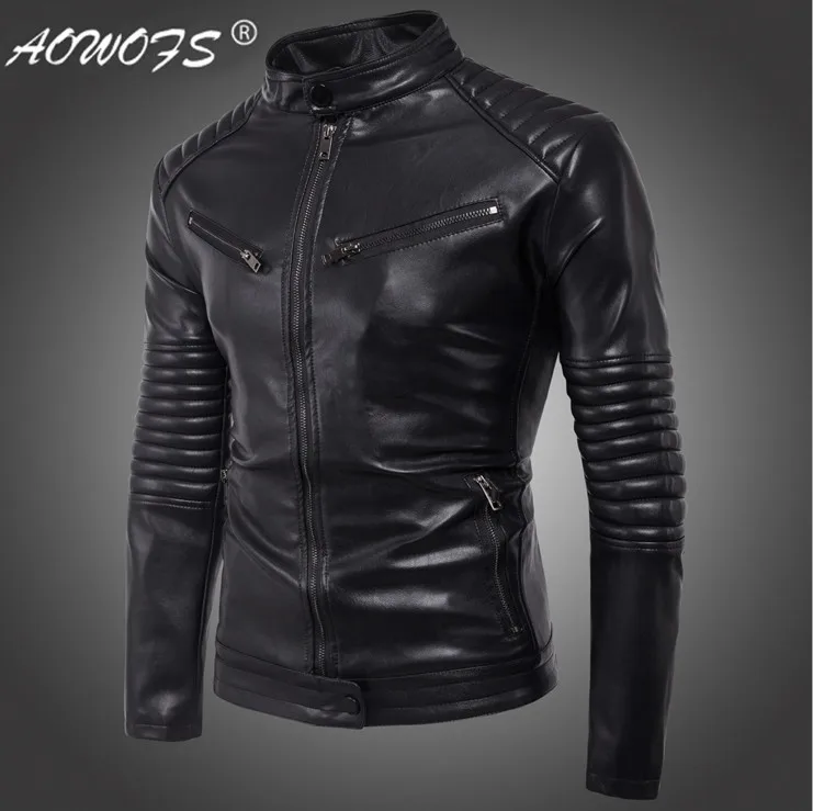 Дропшиппинг кожаная куртка Для мужчин Осень Slim fit искусственная кожаная куртка мотоциклетная кожаная куртка-бомбер для больших Размеры 5XL