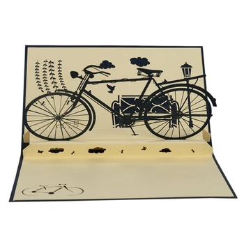 

New 3D up handmade laser cut vintage cards Vintage bike creative gifts postcard birthday greeting cards for lovers