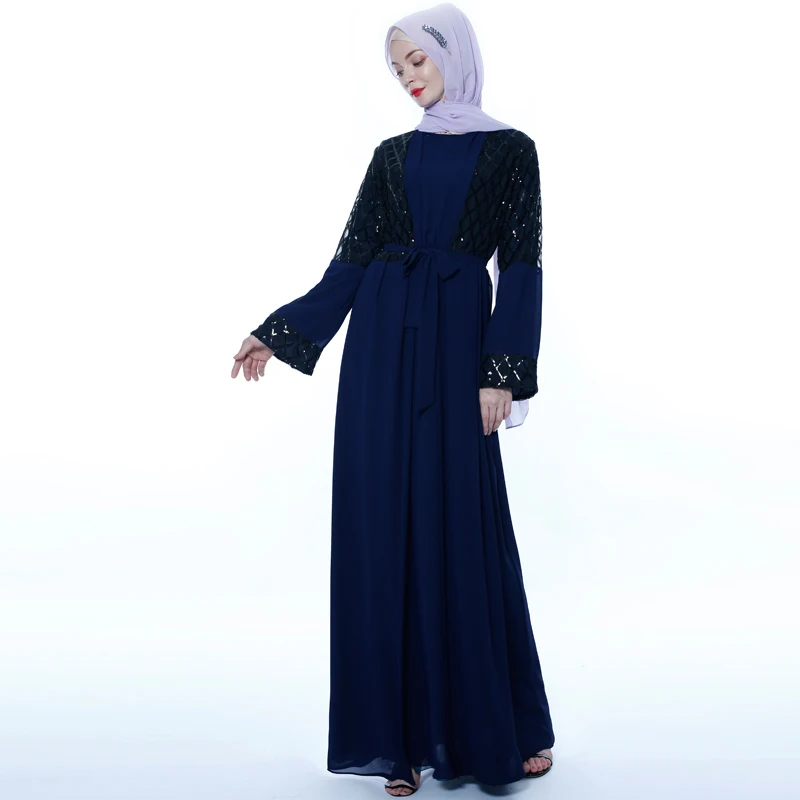 Открытый абайя блесток MuslimIslamic одежда турецкое кимоно Абая для женщин платье хиджаб Оман Восточный халат из марокена кафтан молитвенная одежда