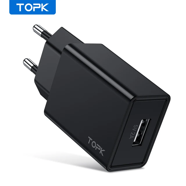 TOPK USB 충전기 EU 플러그 USB 휴대폰 충전기