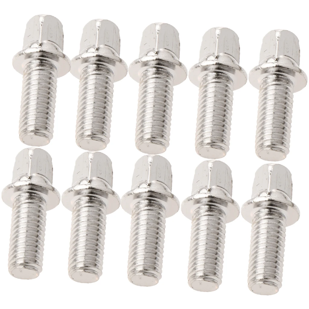Pack of 10 Metal Square Shape Head Drum Kit Pedal Mallet Hammer Mounting Screws Silver DIY drum screws
