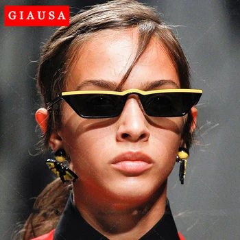 

2020 New Cat Eye Narrow Glasses Women Brand Designer White Sun Glasses Small Shades Sexy Retro Sunglasses Ladies Black Cat UV400