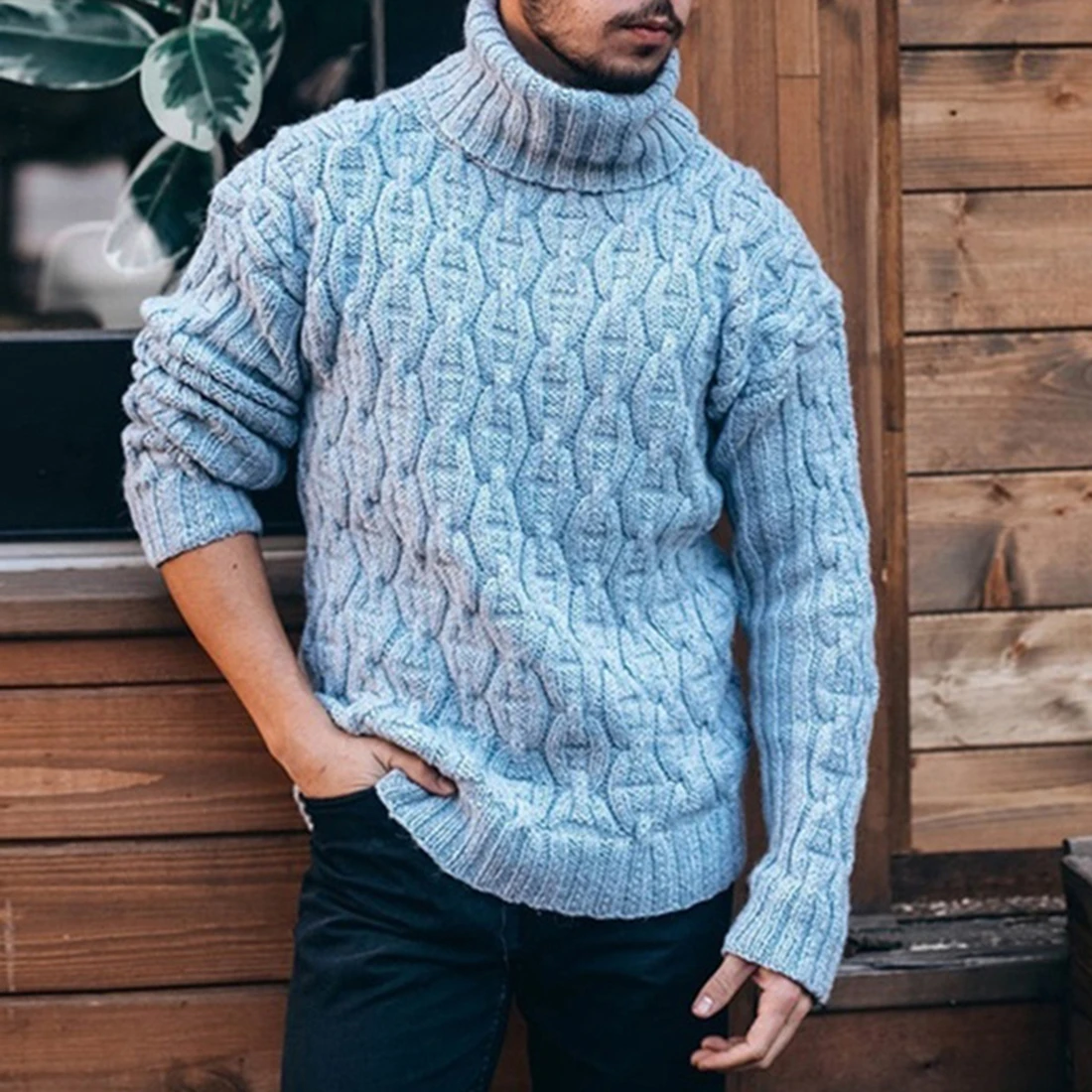 mens loose turtleneck sweater