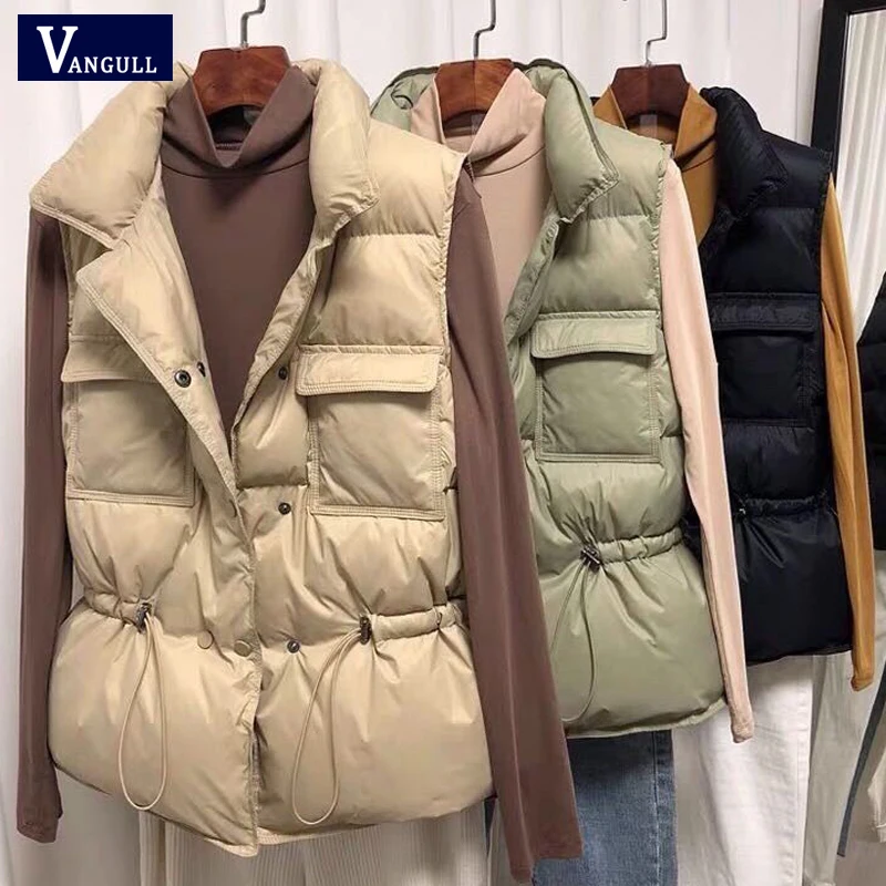 Vangull New Ultra Light Down Vest Women Short Windproof Lightweight Warm Waistcoat Female White Duck Coat Sleeveless | Женская одежда