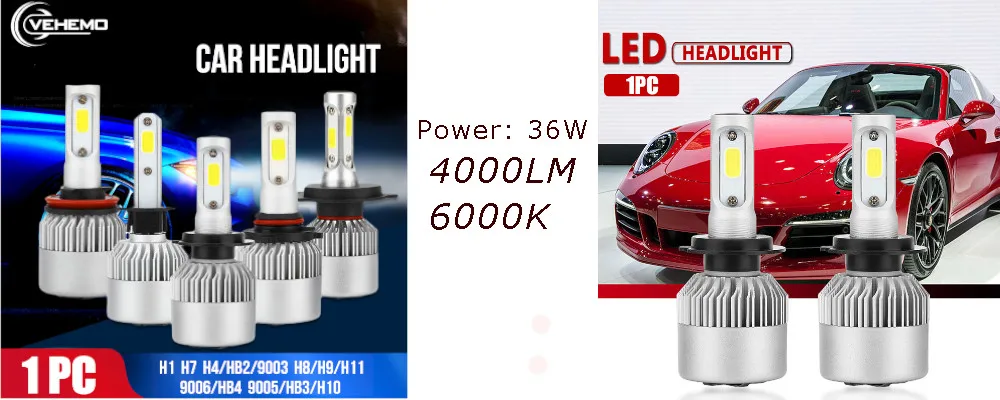 Vehemo G4 H7 h4 H8/H9/H11 9005 9006 для автомобиля Передняя светодиодная фара для автомобиля Универсальный светодиодный фары для авто противотуманных фар Светодиодный Противотуманные фонари