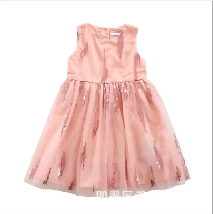 Элегантное Сетчатое платье для девочек летнее однотонное праздничное платье из тюля с блестками для маленьких девочек платье для девочек