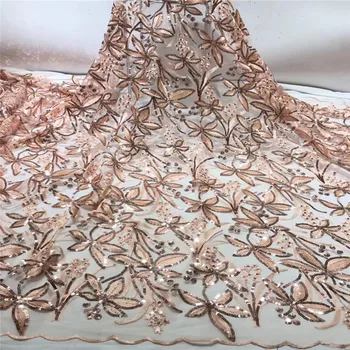 

Madison Good Quality Nigerian Net Lace Fabrics Sequins Fabrics New Arrival African Lace Fabrics French Mesh Lace Sequence Fabric