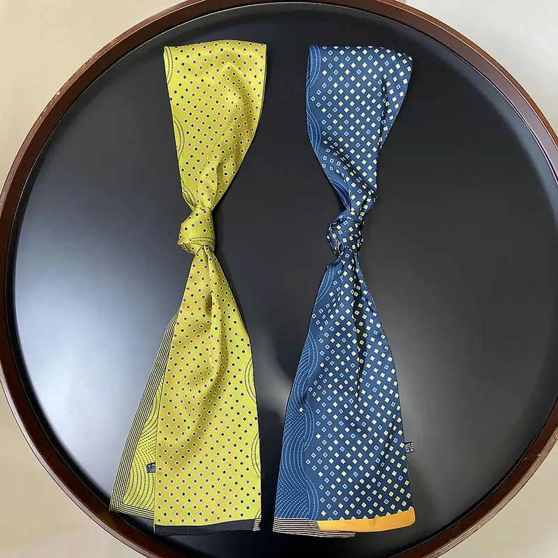 

Colours Dot Double-deck Printing Twill 100% Silk Scarf Long Ribbon Narrow Scarf Neckerchief Lady Scarves Headwear Gift 160*13cm