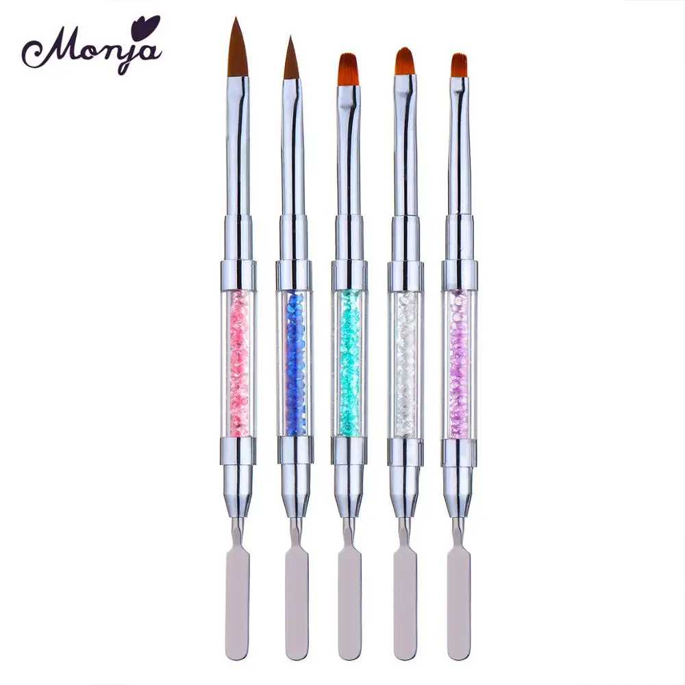  Monja Dual Head Nail Art Flower Carving Painting Brush Acrylic UV Gel Extension Drawing Pen Nail Ge