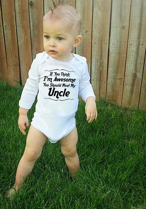 

If You Think I'm Awesome You Should My Uncle Baby Shower Rompers Boys Girls Autumn Romper Coverall Uncles Present