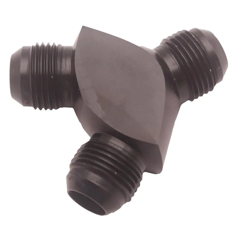 AN10 10AN to 2X 10AN AN10 Aluminium Male Flare Y Block Fitting Adapter Black