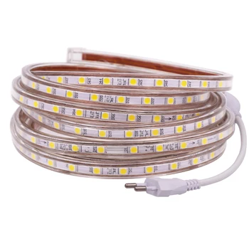 

220V Led Strip Light 5050 Dimmable Flexible Lamp 60 LED String Waterproof Tape Lights 1m 2m 5m 10m 20m 50m 100m Home Decoration