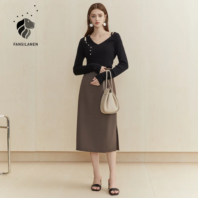FANSILANEN Two piece suit sexy knitted sweater
