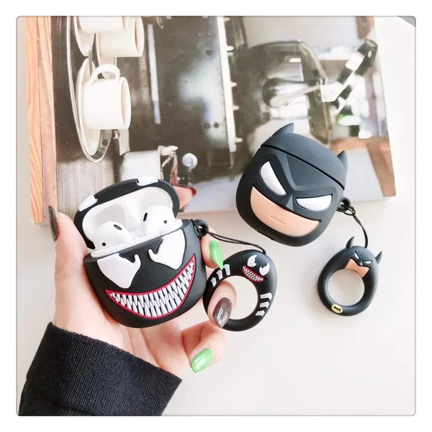 

Funny Batman Wireless Bluetooth Earphone With Lanyard Case For Airpods Stitch Silicone Protective Cover For Airpods Cute Cartoon