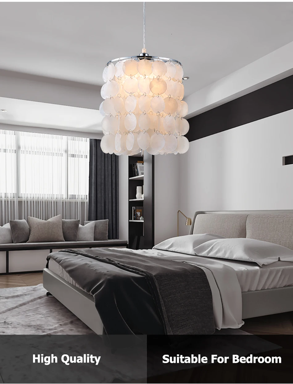 Лофт современный белый натуральный ракушка люстра потолок E14 Светодиодный ракушка освещение для столовой гостиной кухни спальни приспособление