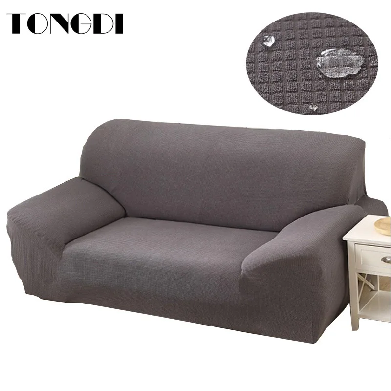 

TONGDI Waterproof Elastic Sofa Cover Plaid Pattern Soft Elegant All-inclusive Luxury Pretty Decor Slipcover Couch For LivingRoom