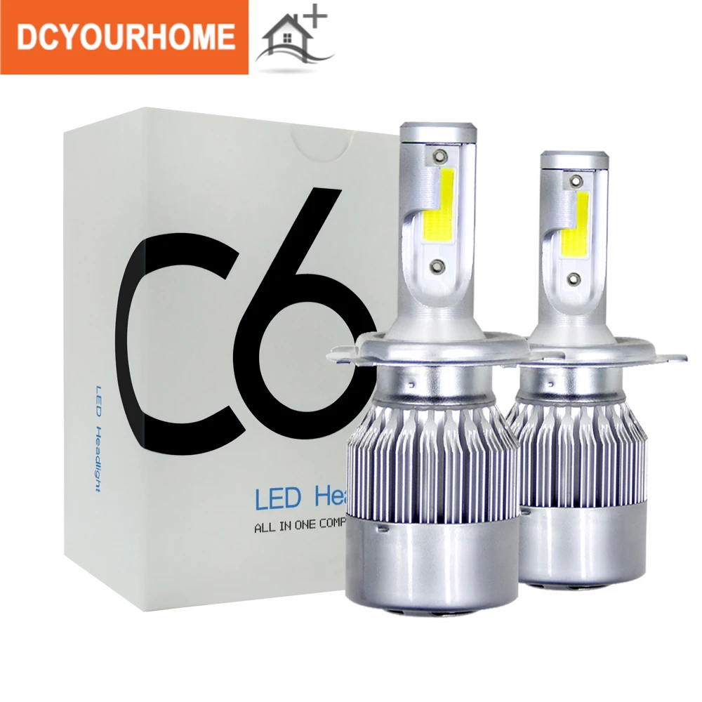 2pcs C6 LED Car Headlights 72W 7600LM COB Auto Headlamp Bulbs H1 H3 H4 H7 H11 880 9004 9005 9006 9007 Styling Lights | Дом и сад