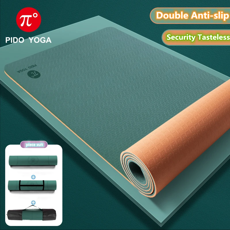 PIDO YOGA 183*61cm 6mm Thick Double Color Non slip TPE Yoga Mat Quality