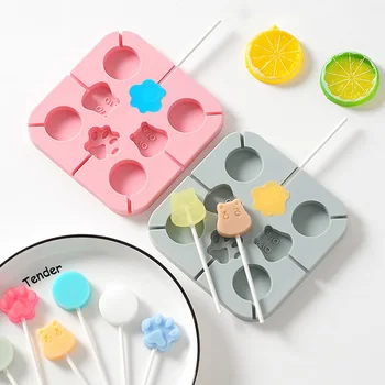 

8 Hole Lollipop Chocolate Mould Cute Cartoon Shape Children Silicone Candy Mould Household DIY Baking Tool Cake Decorating