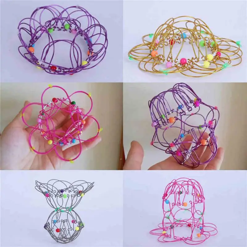 Cesta mágica de descompresión para niños, cesta de flores de acero blando, ornamento de anillo de Mandala, juguete con flores cambiables