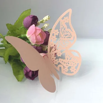 

HOT 100pcs Butterfly Name Place Card for Wedding Champagne Wine Glass Party Table Number TI99