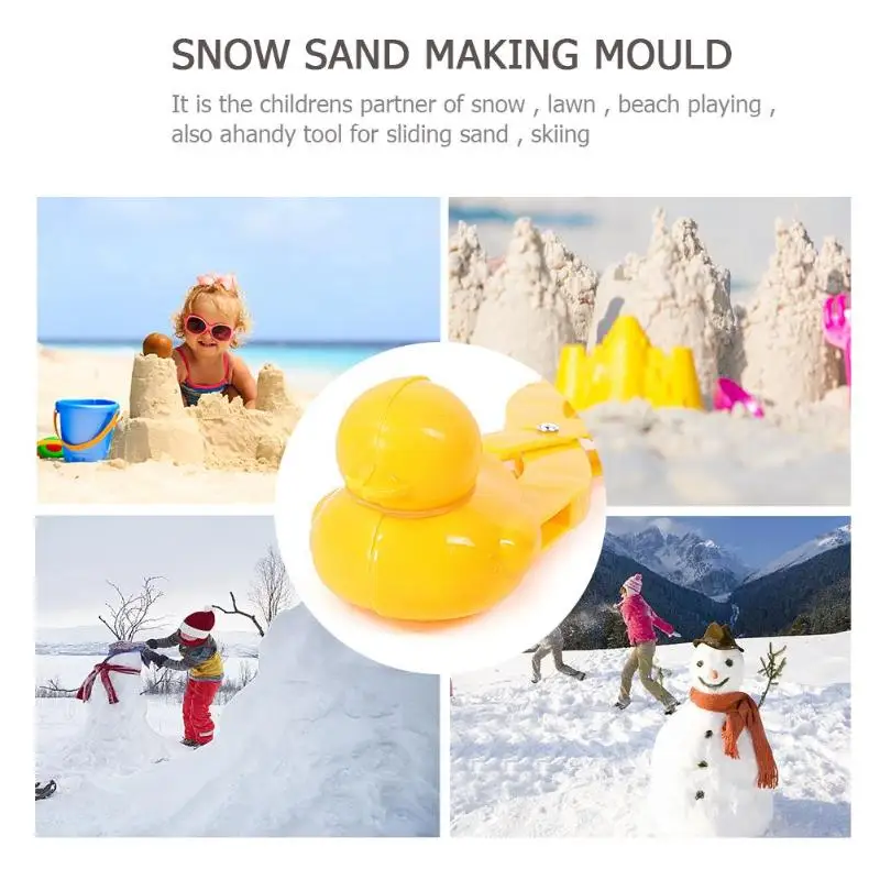Зимние пластиковые снежки клип дети желтая утка интересный личность Открытый Снег песок мяч производитель плесень детские игрушки