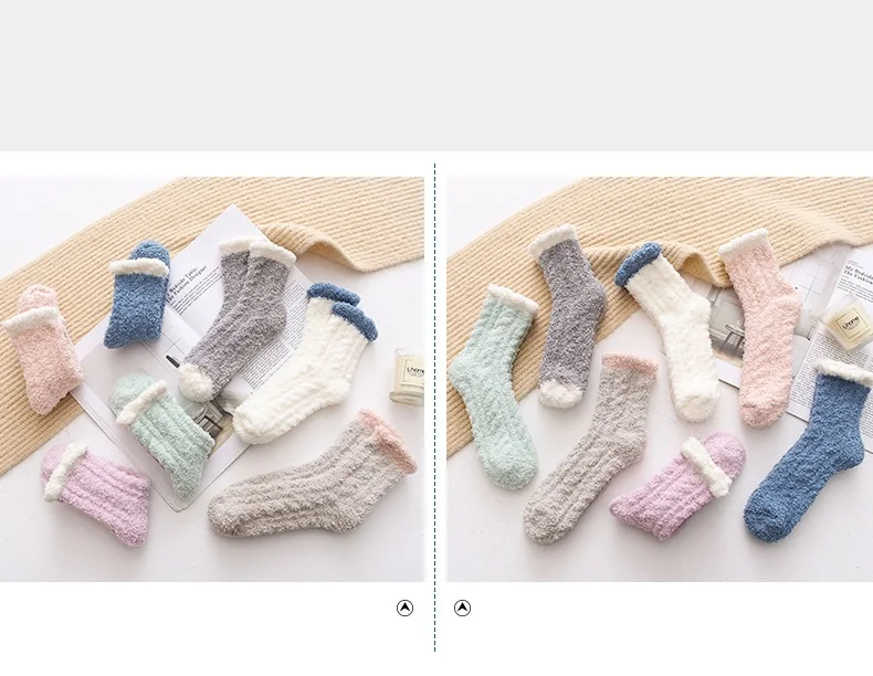 Плотные женские хлопковые милые плюшевые носки, сохраняющие тепло, для сна, Забавные милые женские носки, чулочно-носочные изделия, зимние, kawaii