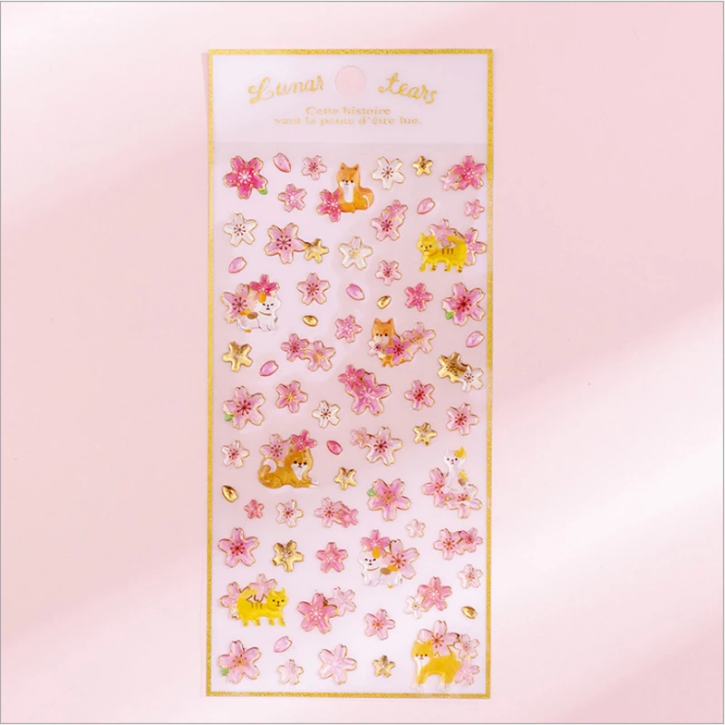 Cherry blossom pet 1 шт./лот прекрасный цветок вишни серии Кристалл Наклейка с эпоксидной этикеткой ремесла Декоративные Стикеры для скрапбукинга DIY канцелярские наклейки - Цвет: Cherry blossom pet