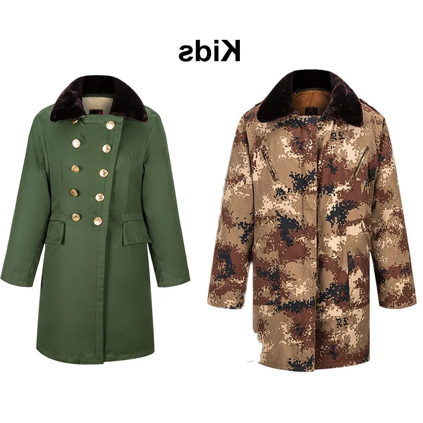 

Russian Winter Kids Boys Military Coat -30 Degrees Keep Warm Parkas Girl Camouflage Overcoat Skiing Thick Coral Velvet Clothing