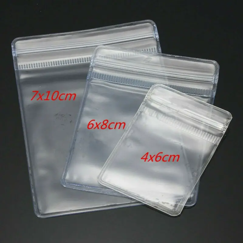 100pcs  Thick Grip Resealable Zip Lock Bags Self Seal Clear Plastic Poly Bag 3