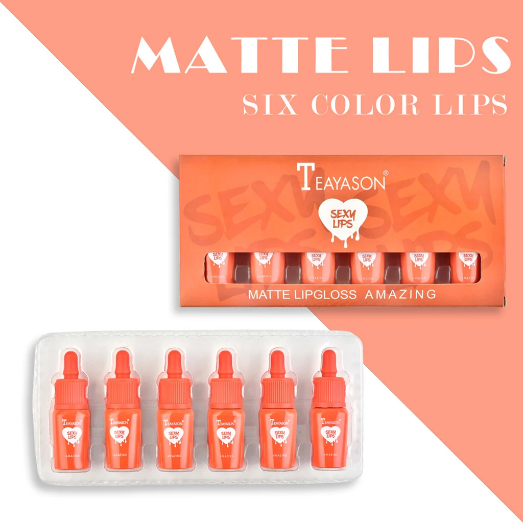 6x Women's Smooth Lip Gloss Stain Gift Moisturizing Liquid Lipstick Lip Tint Set