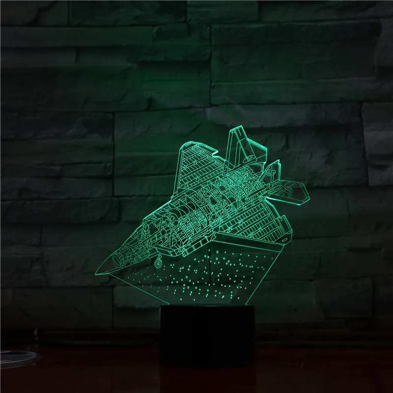 Космический корабль самолет светодиодный 3d-ночник USB Многоцветная лампа Рождественские подарки для детей Детский домашний декор