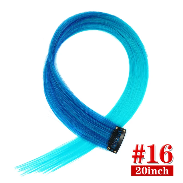 Clip in Hair Extensions Highlights Straight Long Hairpiece Hair Accessories for Girls Women Kids Doll Hair Pieces Wigs Pieces 16