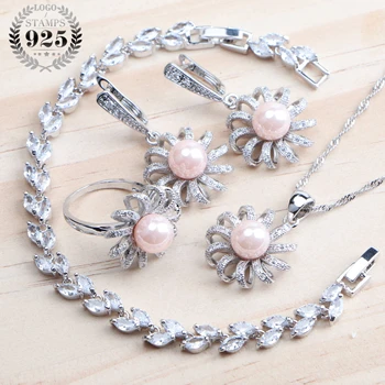 

Bridal Pearls 925 Sterling Silver Jewelry Sets For Women Wedding Zriconia Jewelry Jewelry Earrings Ring Necklace Bracelet Set
