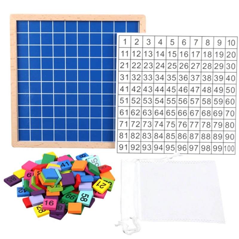 

Wooden Math Learning Board Toy, Montessori 1-100 Consecutive Numbers Wooden Hundred Digital Board, Educational Game for Kids