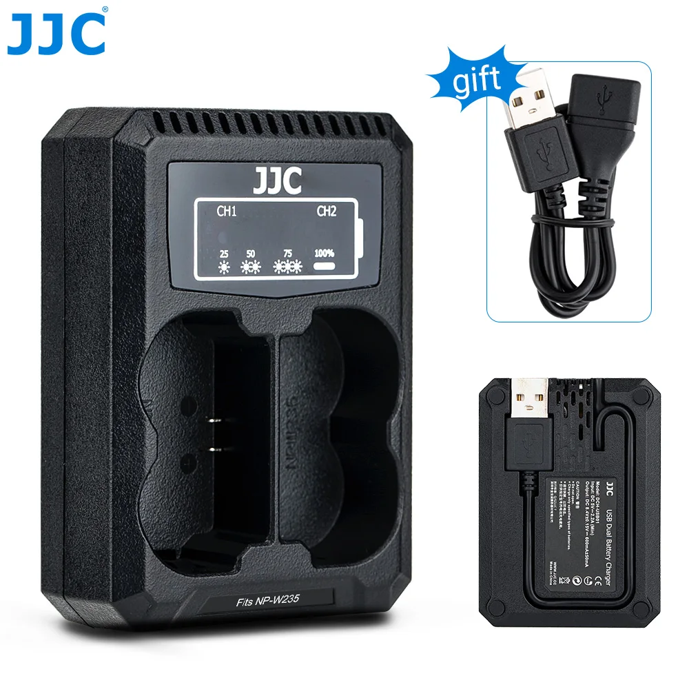 JJC USB NP W235 Dual Battery Charger 2.2A Fast Charging for Fuji