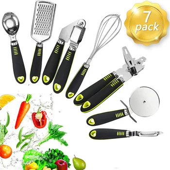 

Kitchen Fruit and Vegetable Tool Multifunctional Whisk Can Opener Digging Ball Spoon Pizza Cutting Knife Grater Garlic Press Set