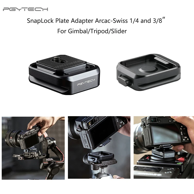 

PGYTECH SnapLock Plate Adapter Arcac-Swiss 1/4” and 3/8” threaded holes plate compatibl with gimbals plates tripods sliders