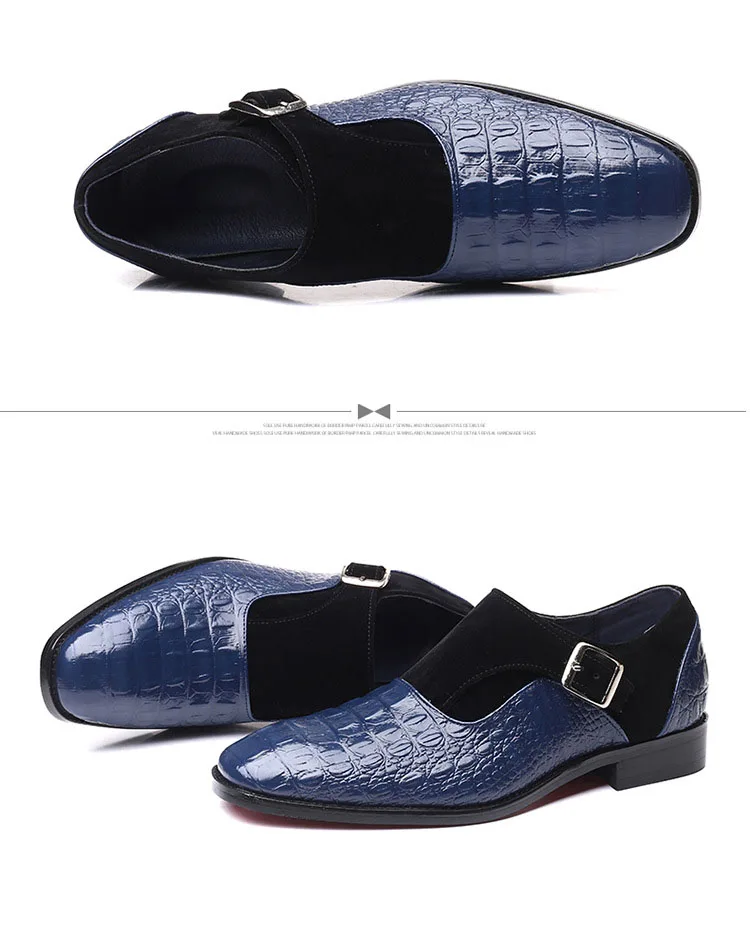 Элегантные Мужские Кожаные Деловые туфли в итальянском стиле; мужские свадебные модельные туфли с острым носком и узором «крокодиловая кожа»; мужские оксфорды с пряжкой