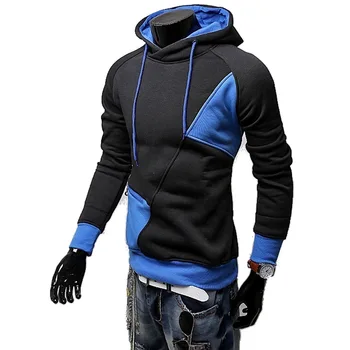 

ZOGAA Newest Spring Autumn Mens Hoodie Contrast Color Splice Pullover Solid Patchwork Casual Hooded Street Wear Coat Hot Sale