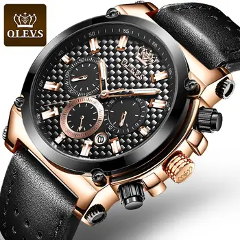 

Luxury Mens Chronograph Watch Men With Date Leather Man Watches Luminous Wristwatches Men Waterproof Clock Business reloj hombre