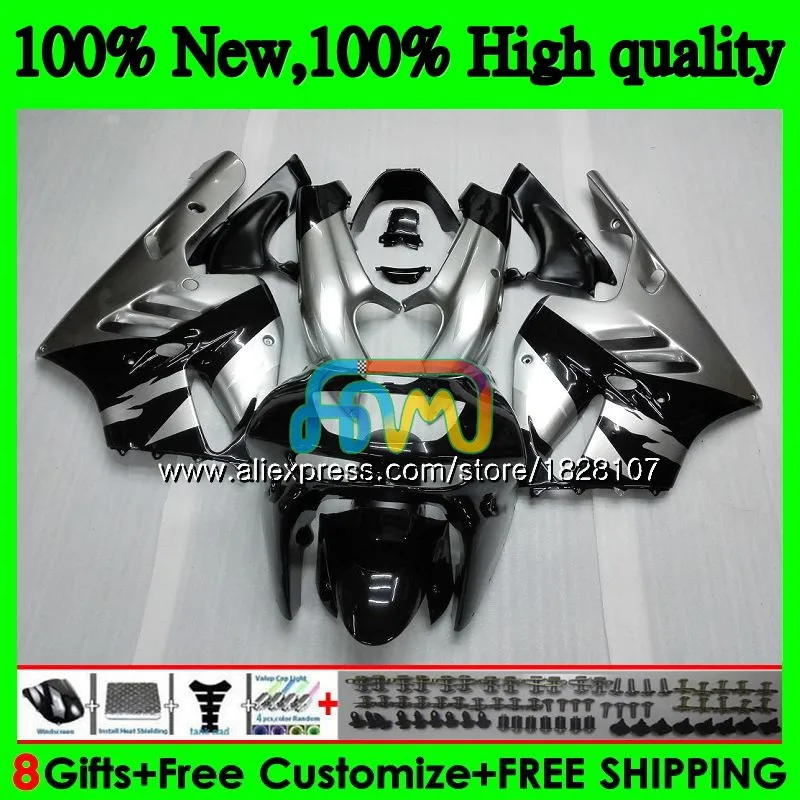 Корпус для KAWASAKI ZX900 900 CC ZX 900 9 R 19BS. 12 9R 900CC ZX-9R ZX9R серебристо-черный 94 95 96 97 1994 1995 1996 1997 обтекатели комплект
