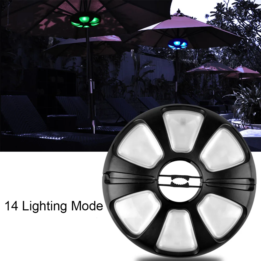 

Multi-Functional Patio Umbrella Pole Light Remote Control Rechargeable RGB Tents Lamp for Outdoor Camping Garden Hiking