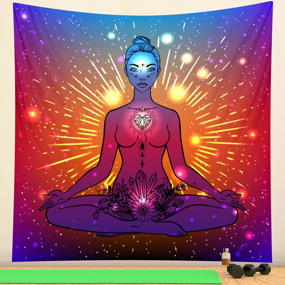 Indian Buddha chakra home art decorative tapestry Hippie yoga mat Bohemia decorative bedroom sheet Mandala sofa blanket 6