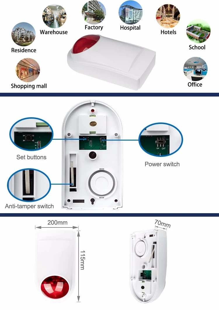 Tuya-sensor de Sirene de Alarme Impermeável ao ar Livre Sensor de Som sem Fio Smart Life Home Security Systems Alexa Google Ifttt 130db 19 de segurança residencial prova sirene com sensor de sem com som ifttt