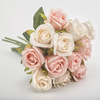 

New Korean 12 - head small bouquet of roses, bridal bouquets, artificial roses Silk flowers Light purple, milky white Blue gray,